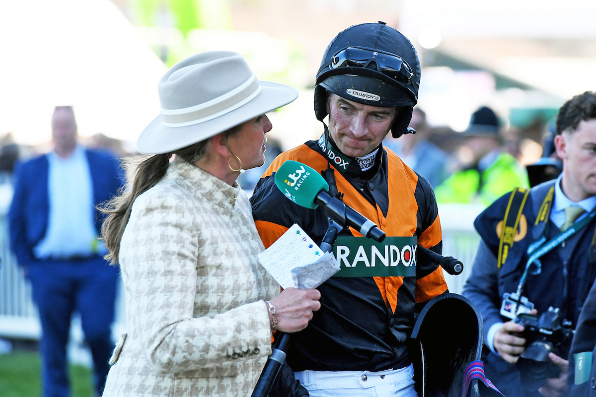 Patrick Mullins speaks to Alice Plunkett after winning The Randox Grand National.