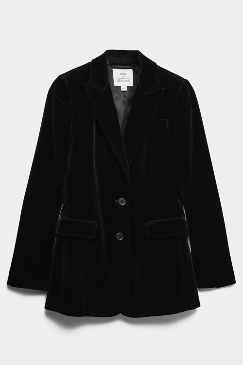A velvet black blazer