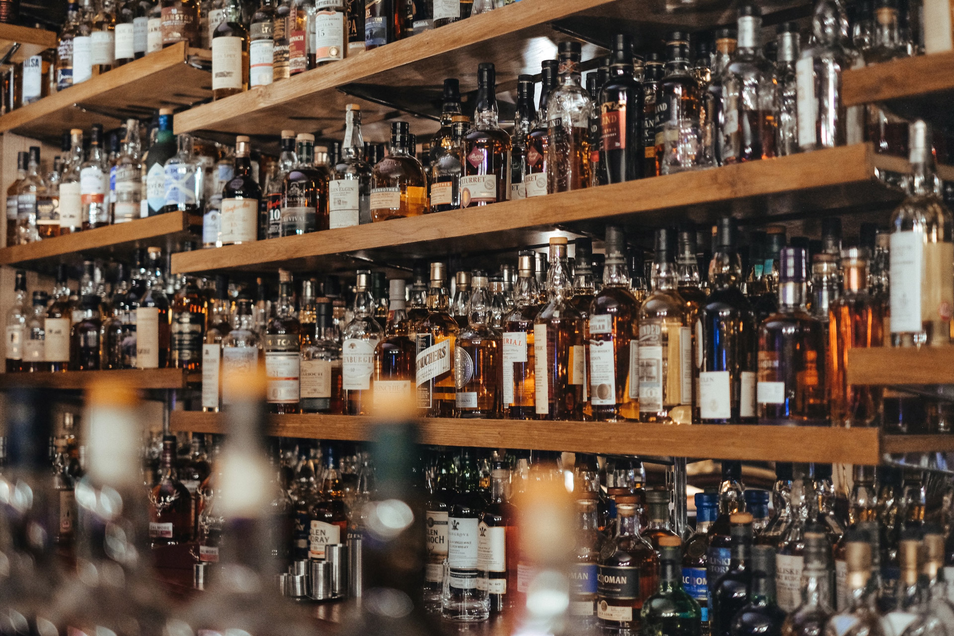 Whisky on shelves