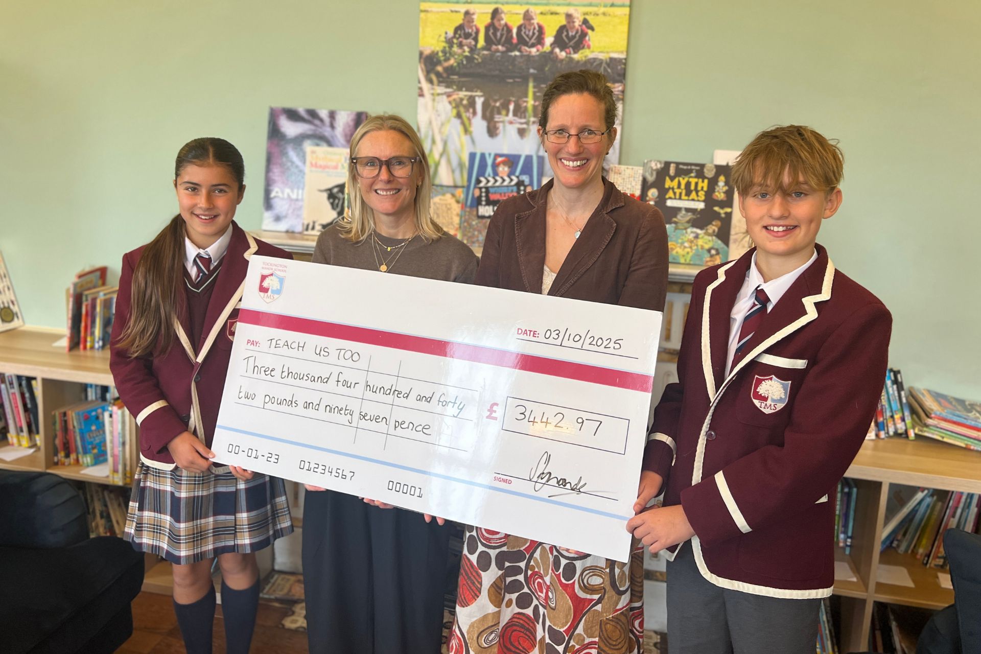 Tockington donated almost £3,500 to Teach Us Too.