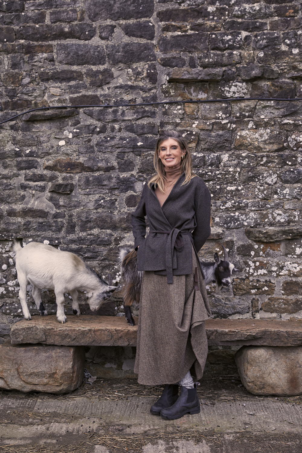 Amanda Owen with a goat