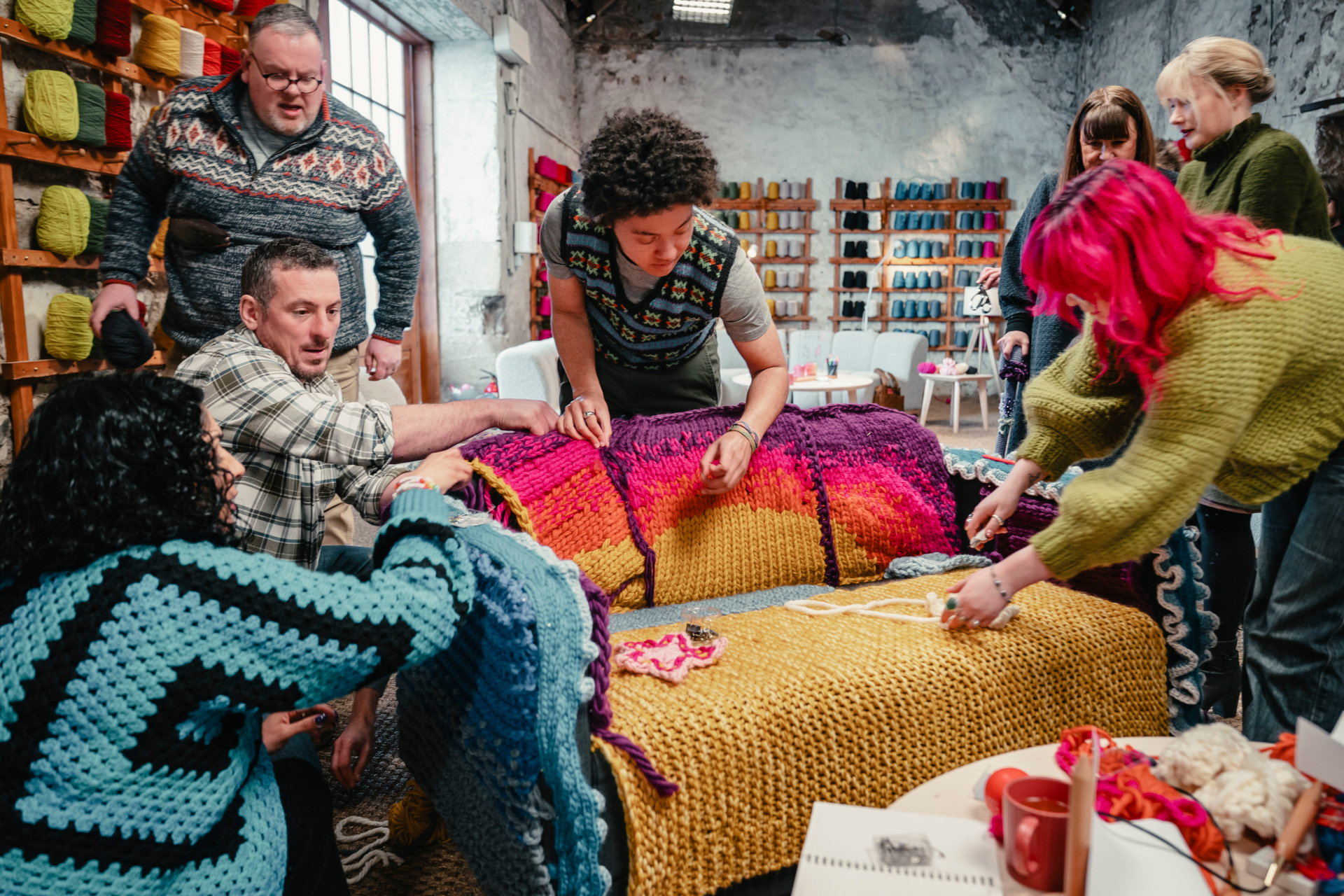 People knitting and crafting