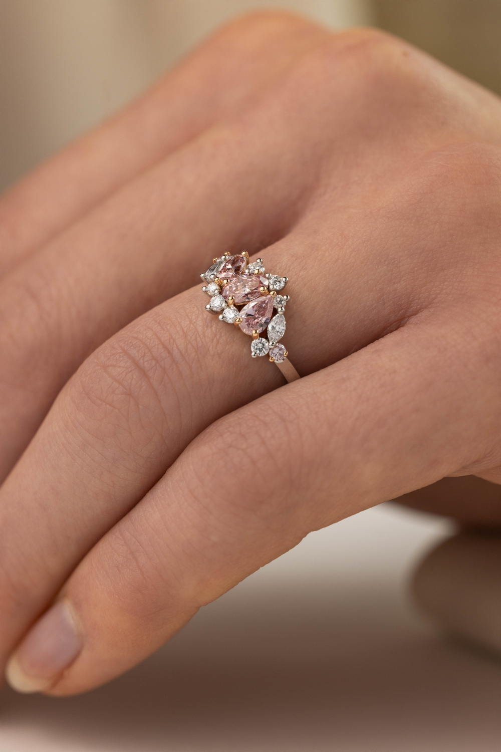 Hand with engagement ring