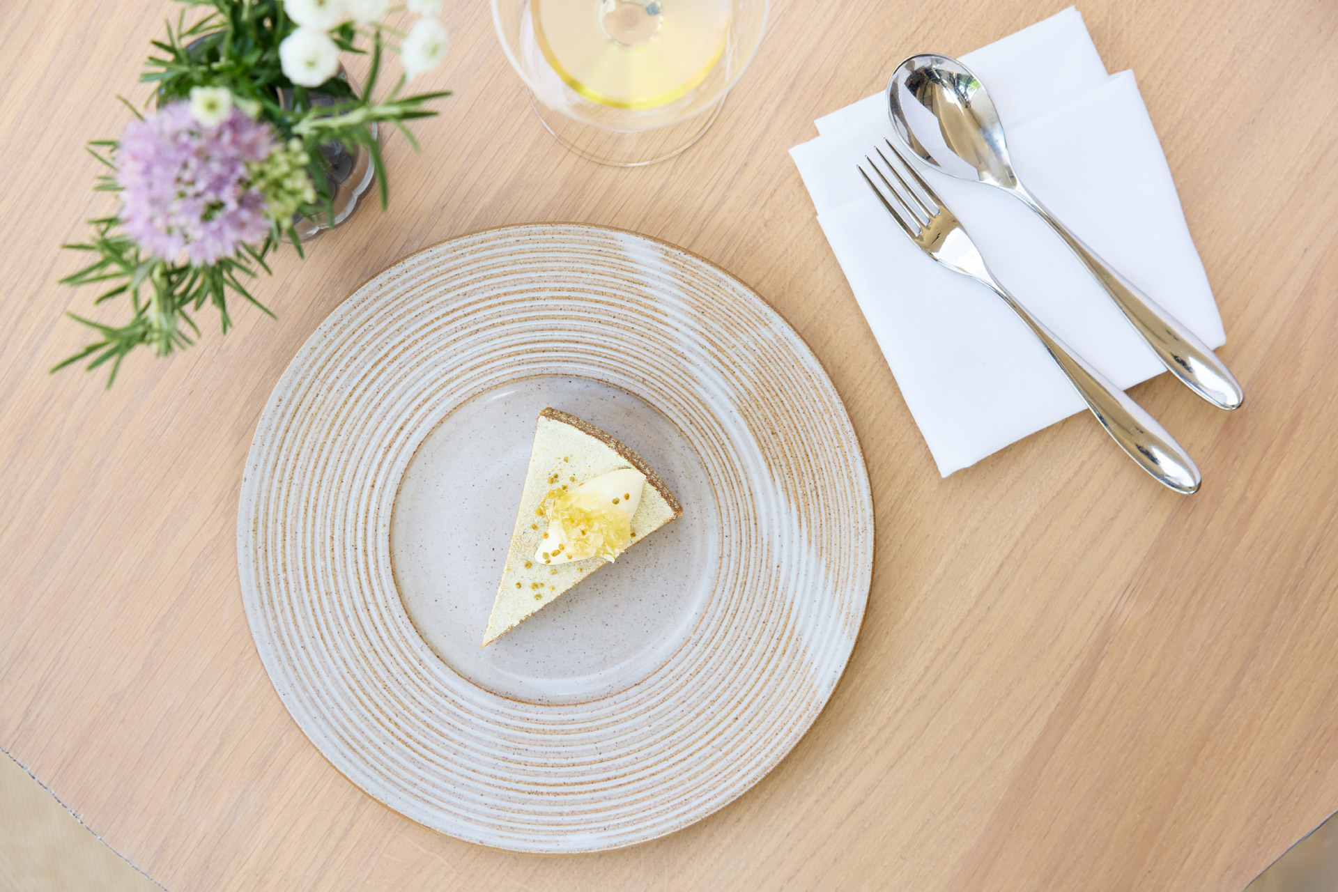 Honey custard tart at Fifty Two Rudding Park