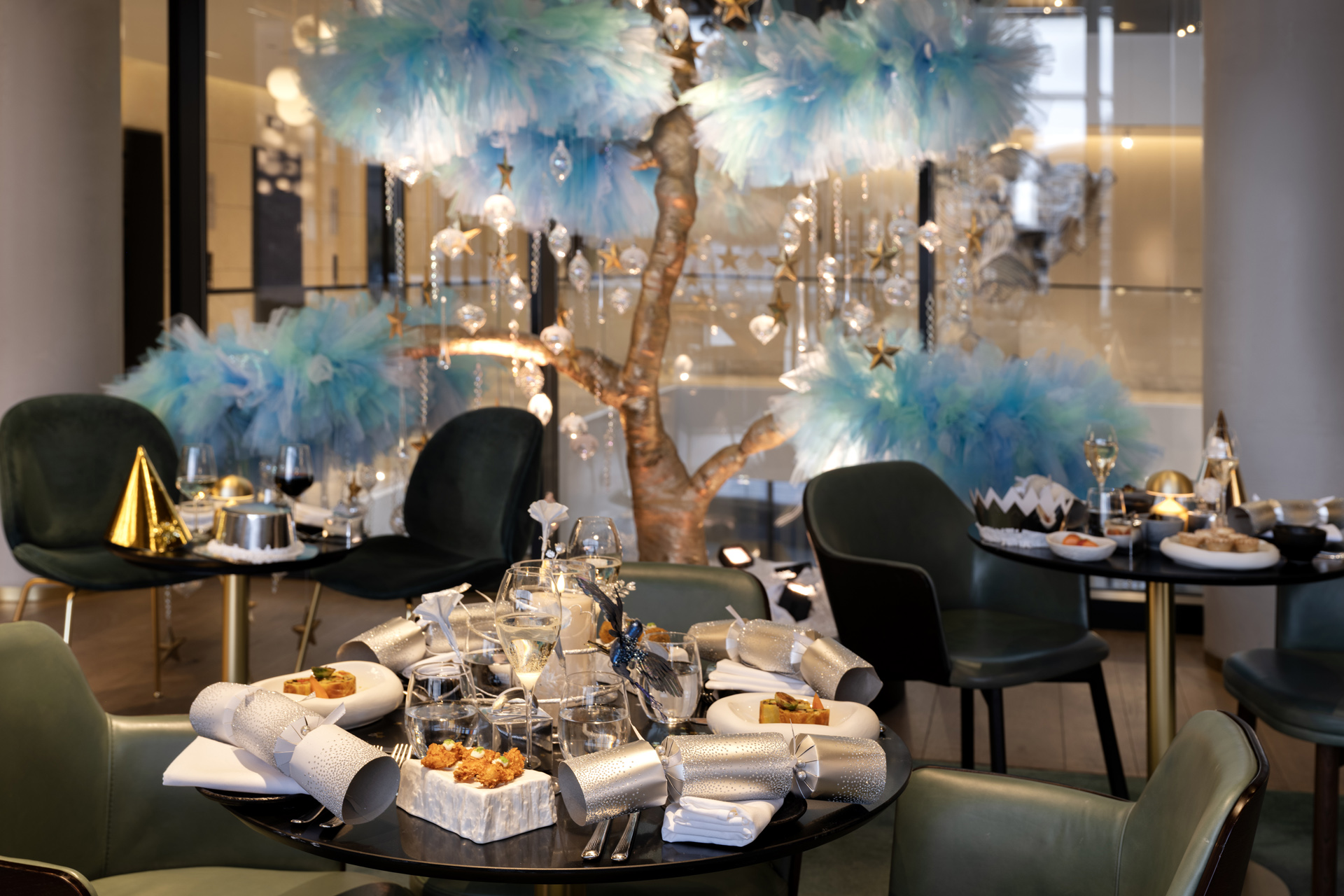 Tables set for New Year's eve at Hithe + Seek