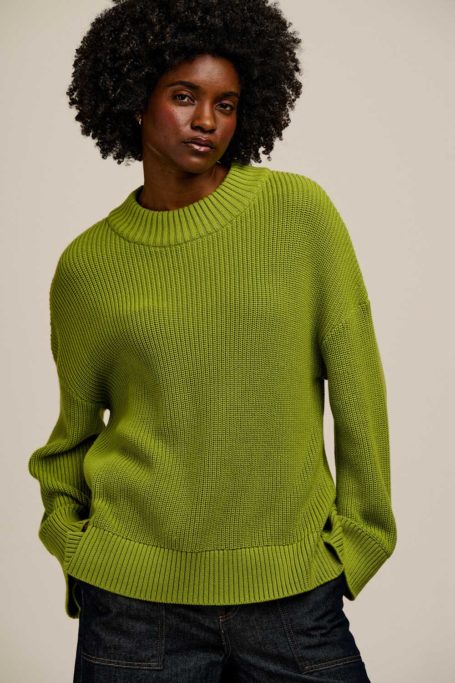 Lucy & Yak Amari - Oversized Knitted Jumper in Lima Bean Green