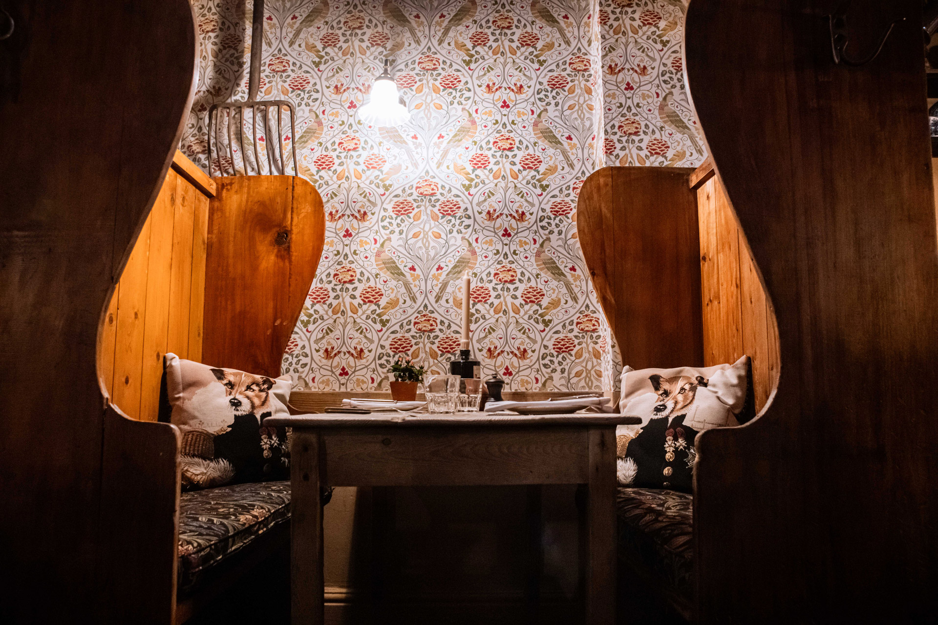 Booth seating at Maggie Jones's restaurant