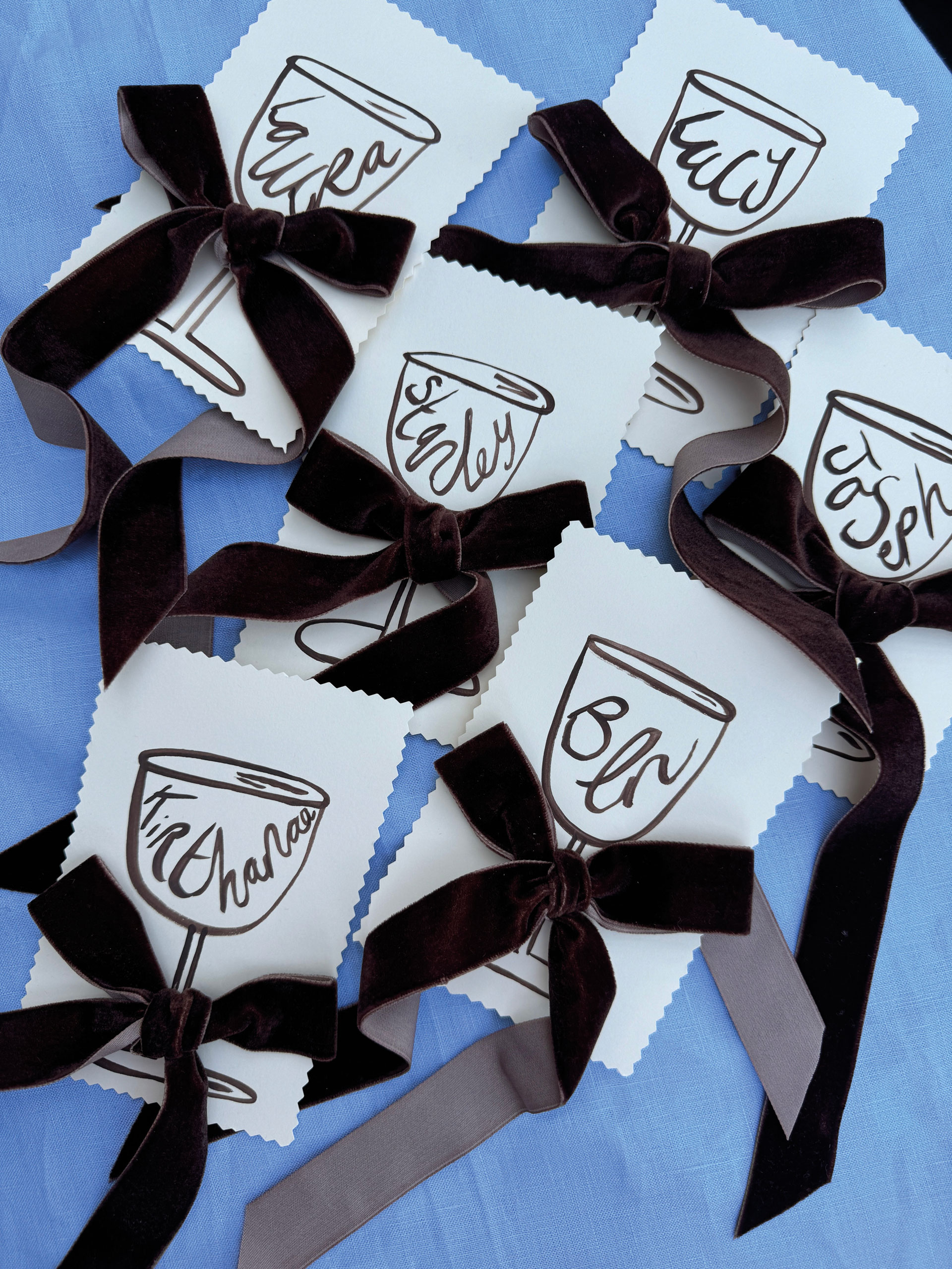 Handpainted placecards by Laura Jackson for Christmas decorations