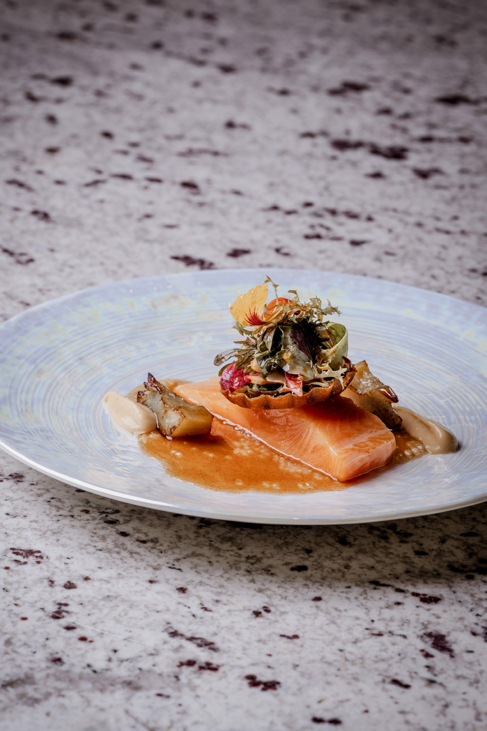 Salmon dish at Somssi at Mandarin Oriental Mayfair