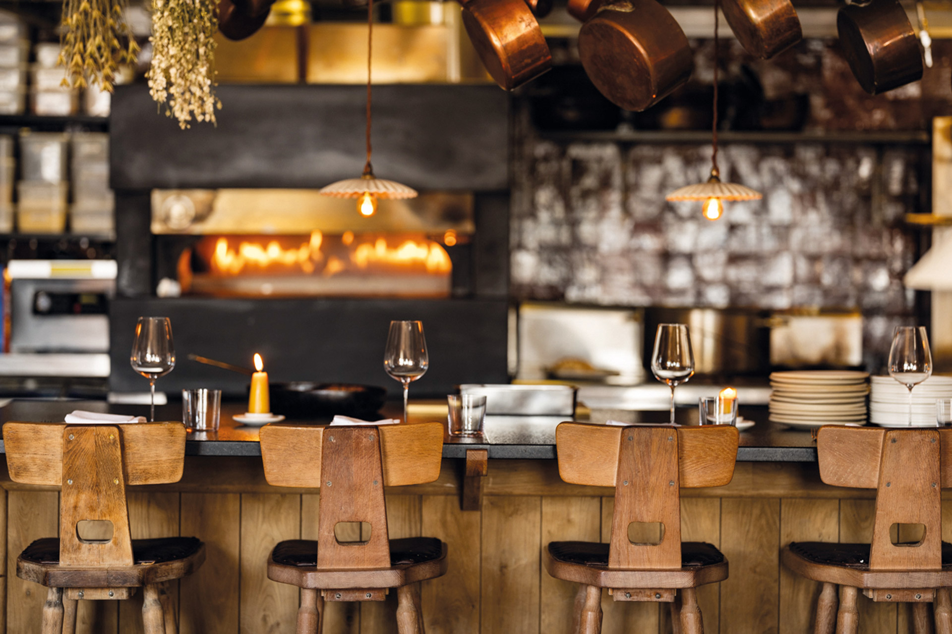 Counter seating at The Fat Badger pub in Notting Hill