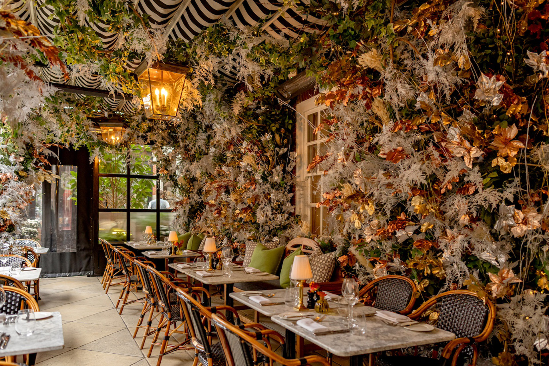 Outdoor terrace at Dalloway Terrace restaurant in London