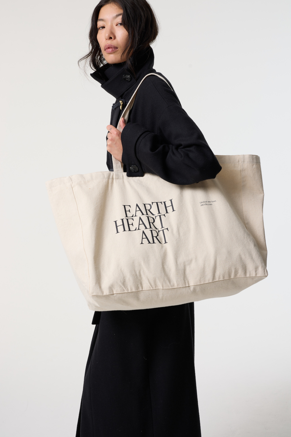 Woman with large tote bag