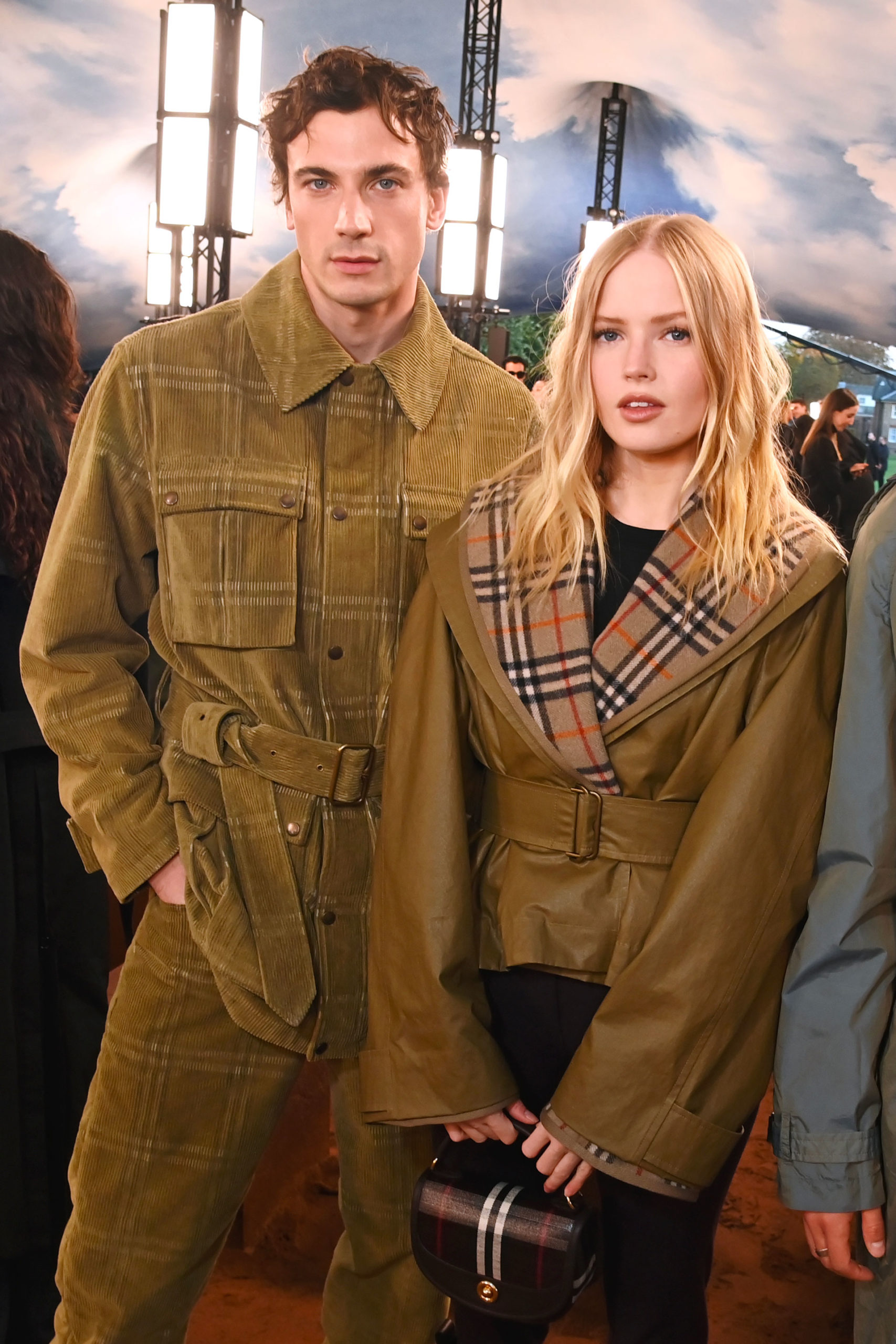 Guy Remmers and Ellie Bamber at Burberry's 2025 summer show