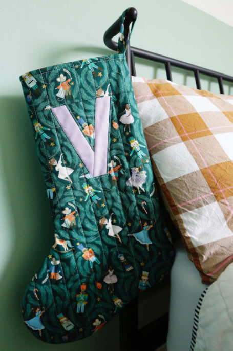 Christmas decor on bedframe