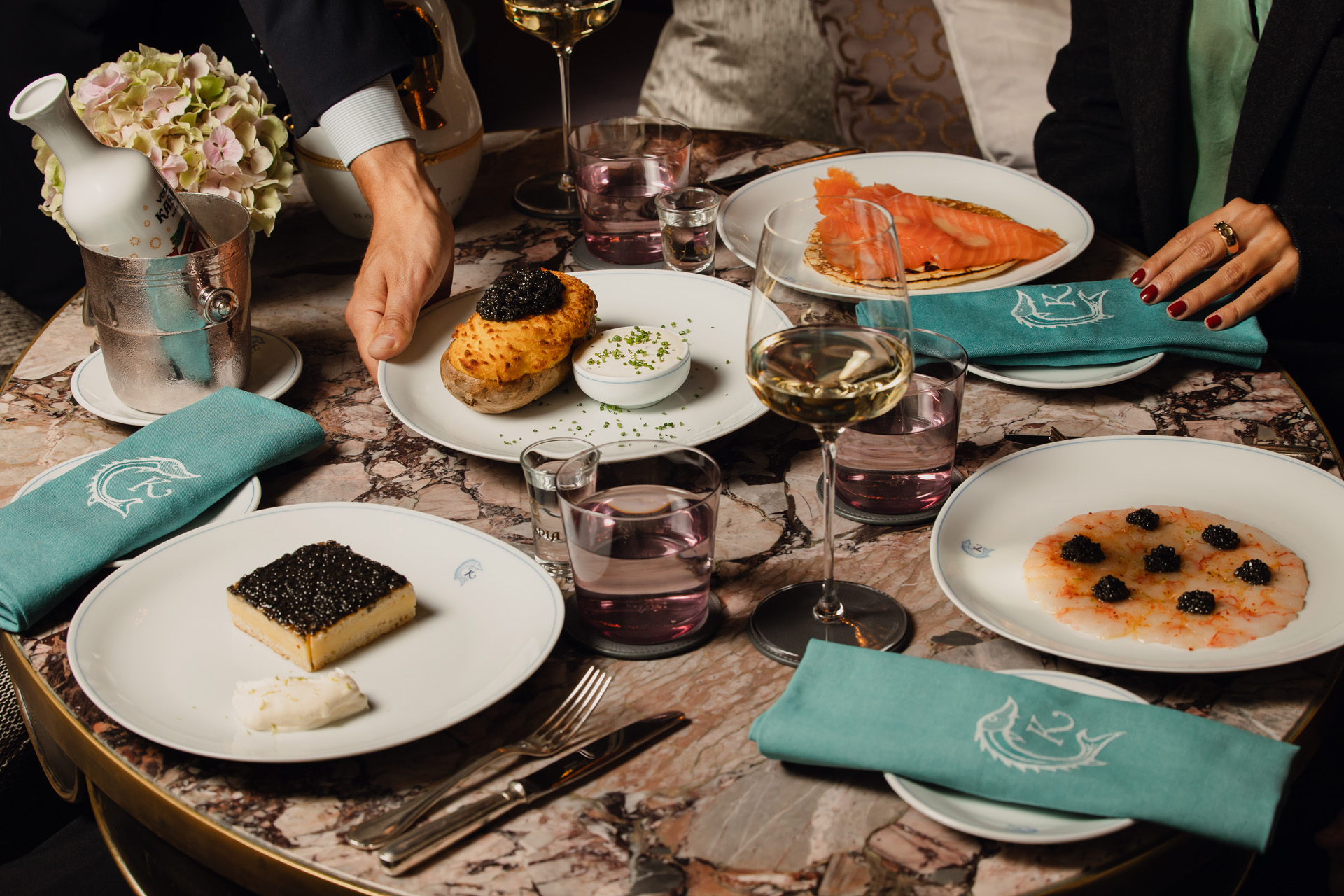 An array of caviar dishes