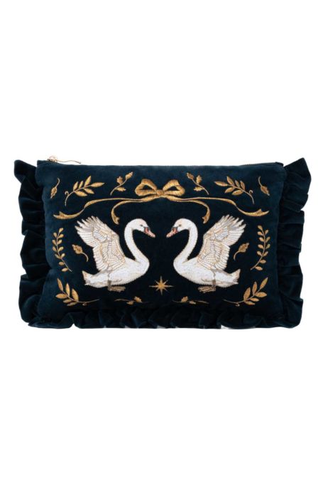 Elizabeth Scarlett Majestic Swans Frill Pouch