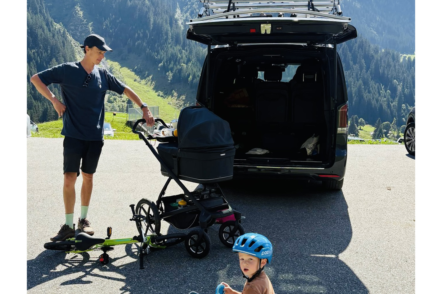 The family beside the car