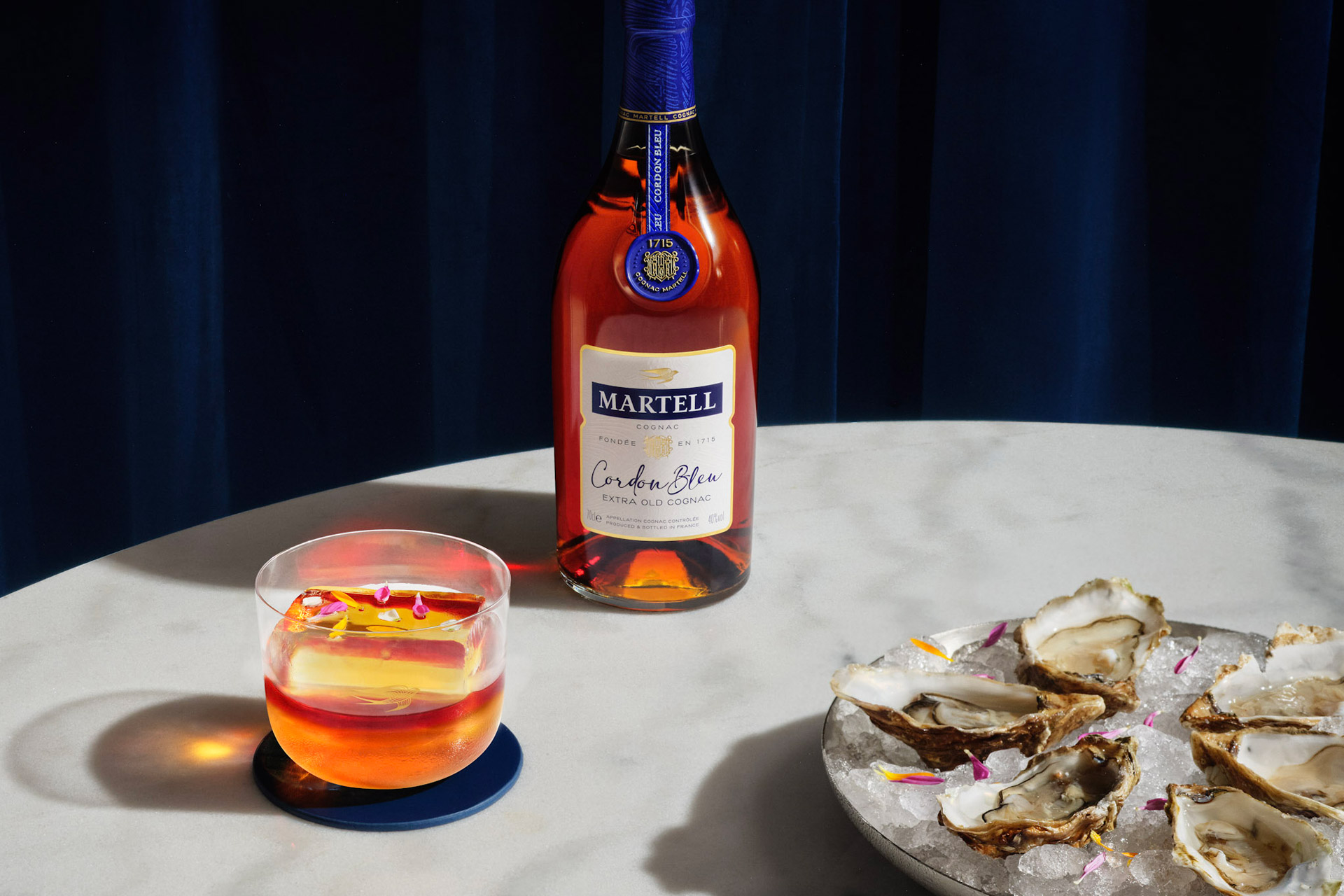 Martell cognac with oysters
