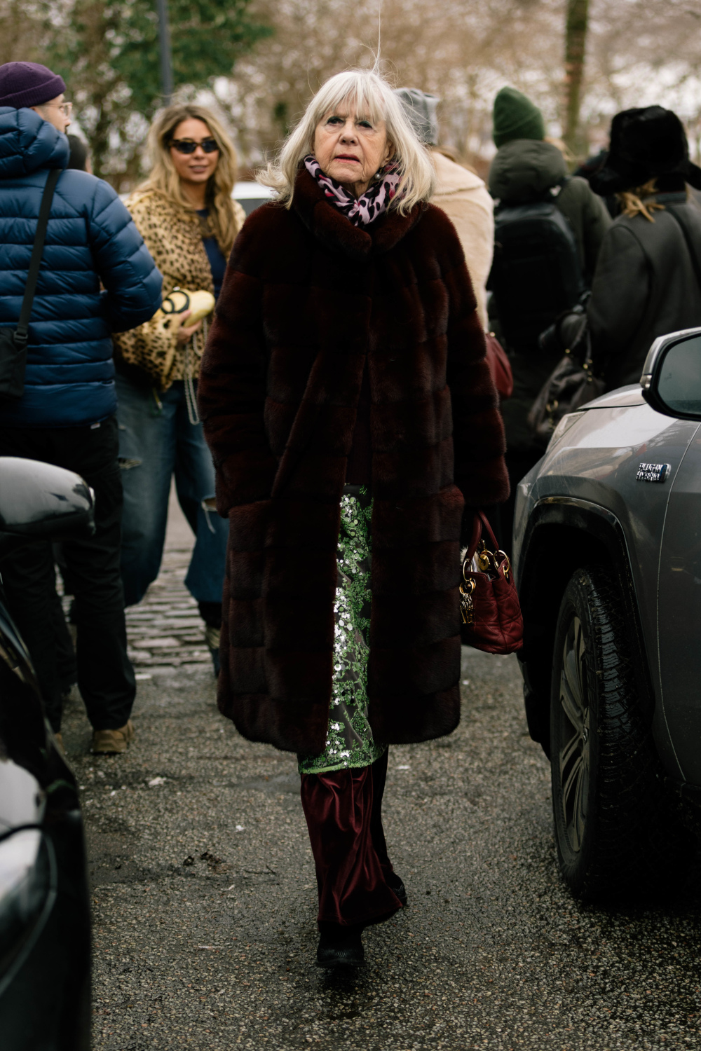 Woman wearing fluffy coat | copenhagen fashion week street style