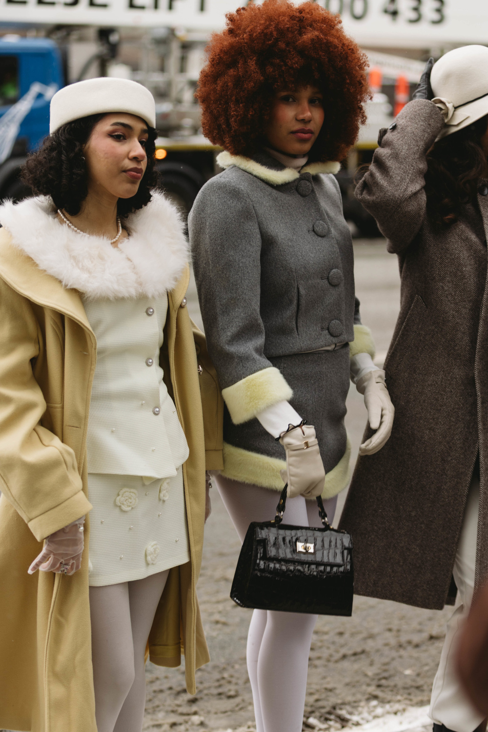 Women in matching skirt and jacket | copenhagen fashion week street style