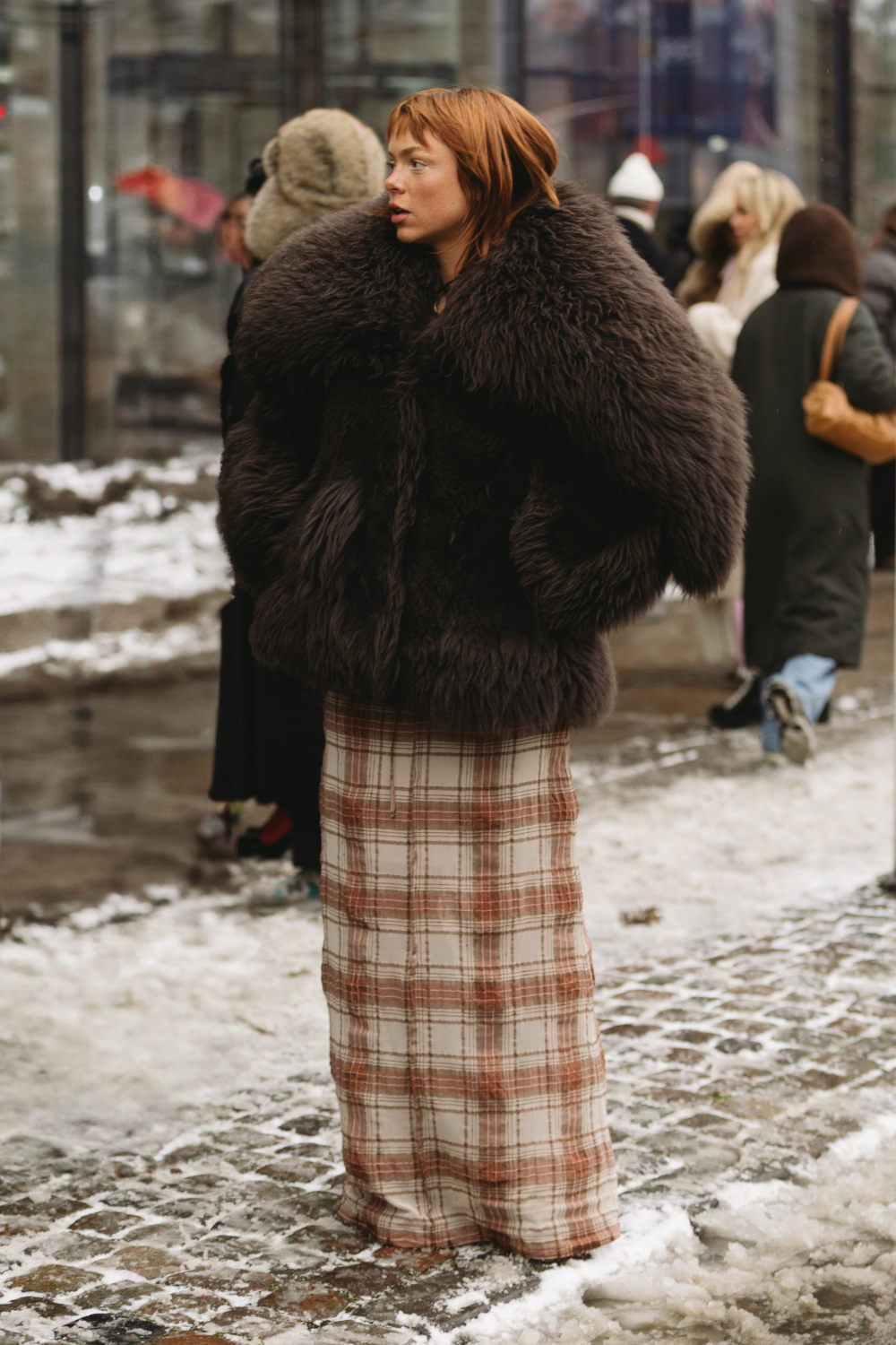 Woman wearing fluffy coat | copenhagen fashion week street style
