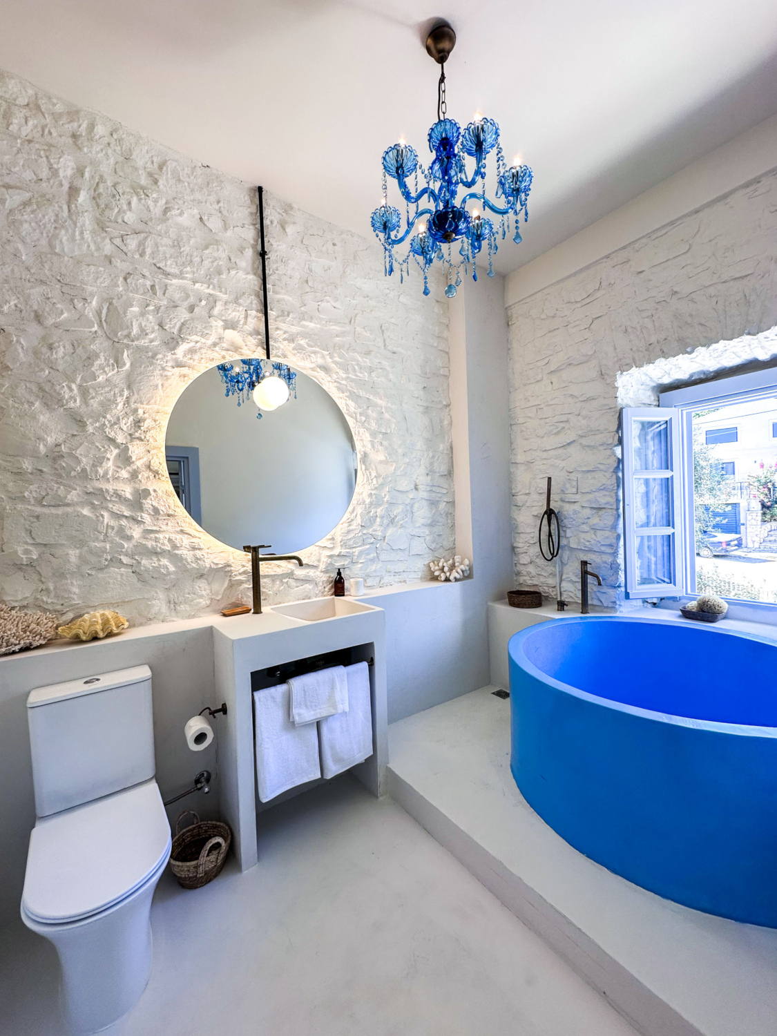 Bathroom with blue details