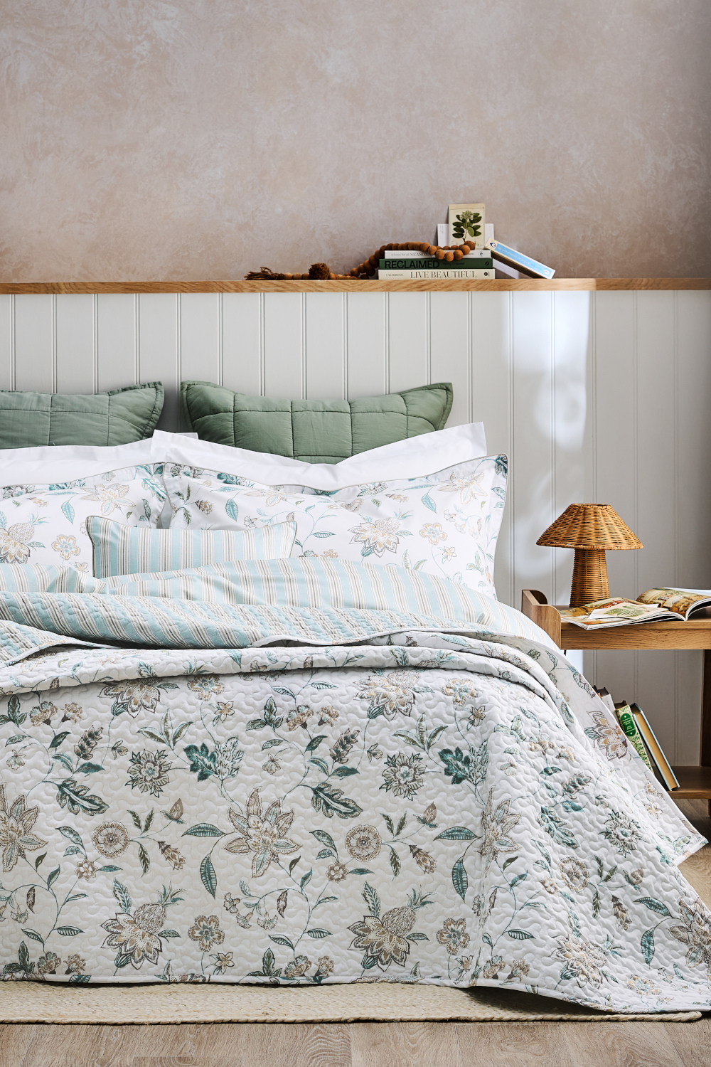 Bed with reversible bedding