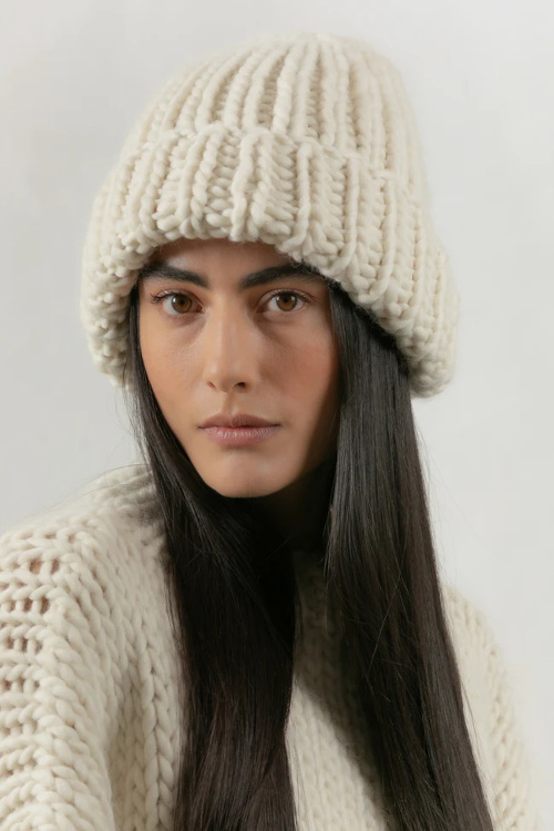 Woman wearing beanie hat