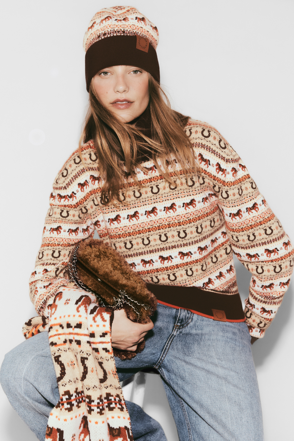 Woman wearing apres ski outfit