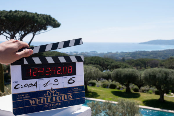 Clapperboard on set for The White Lotus season 4