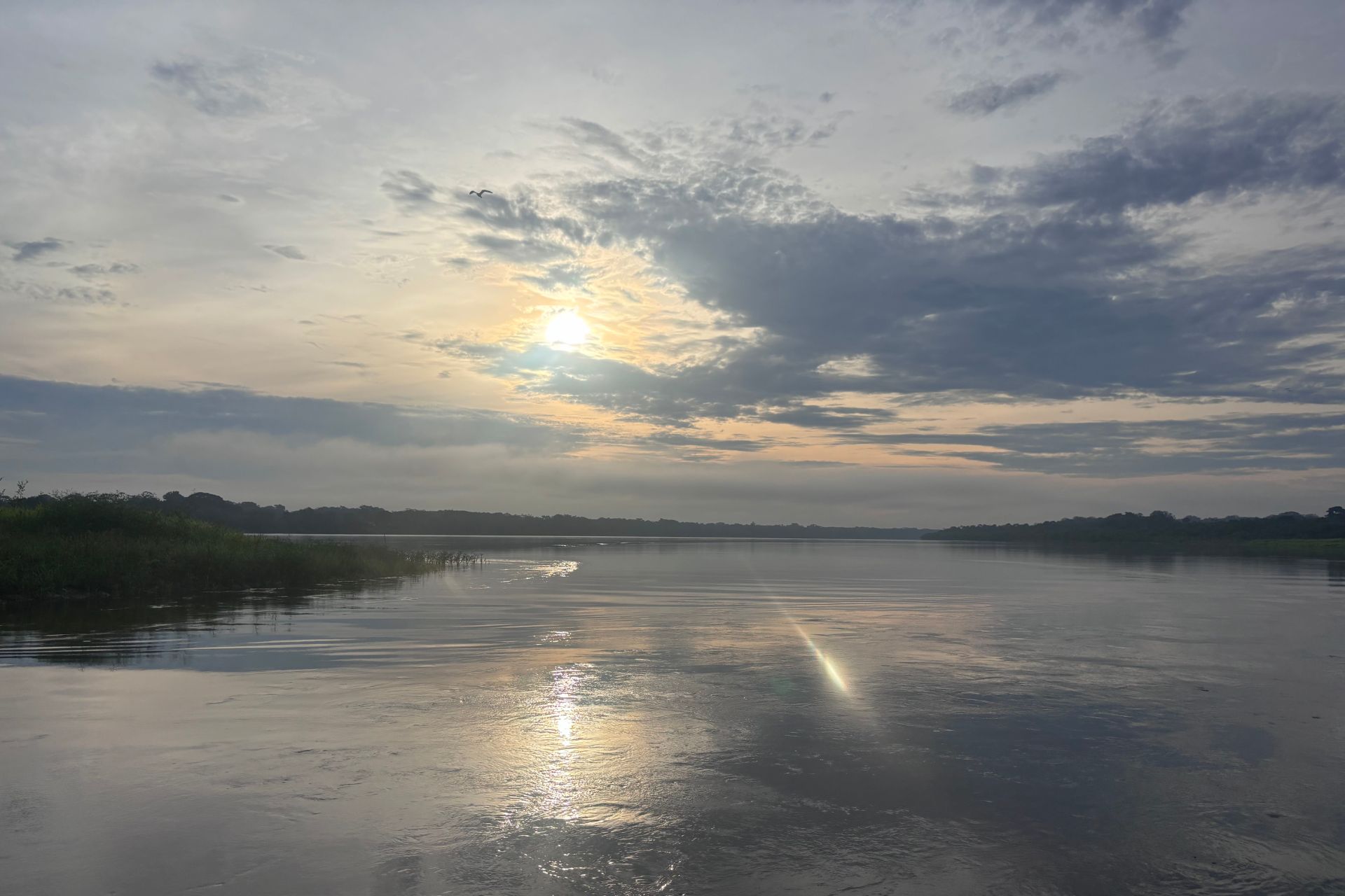 sun on amazon river