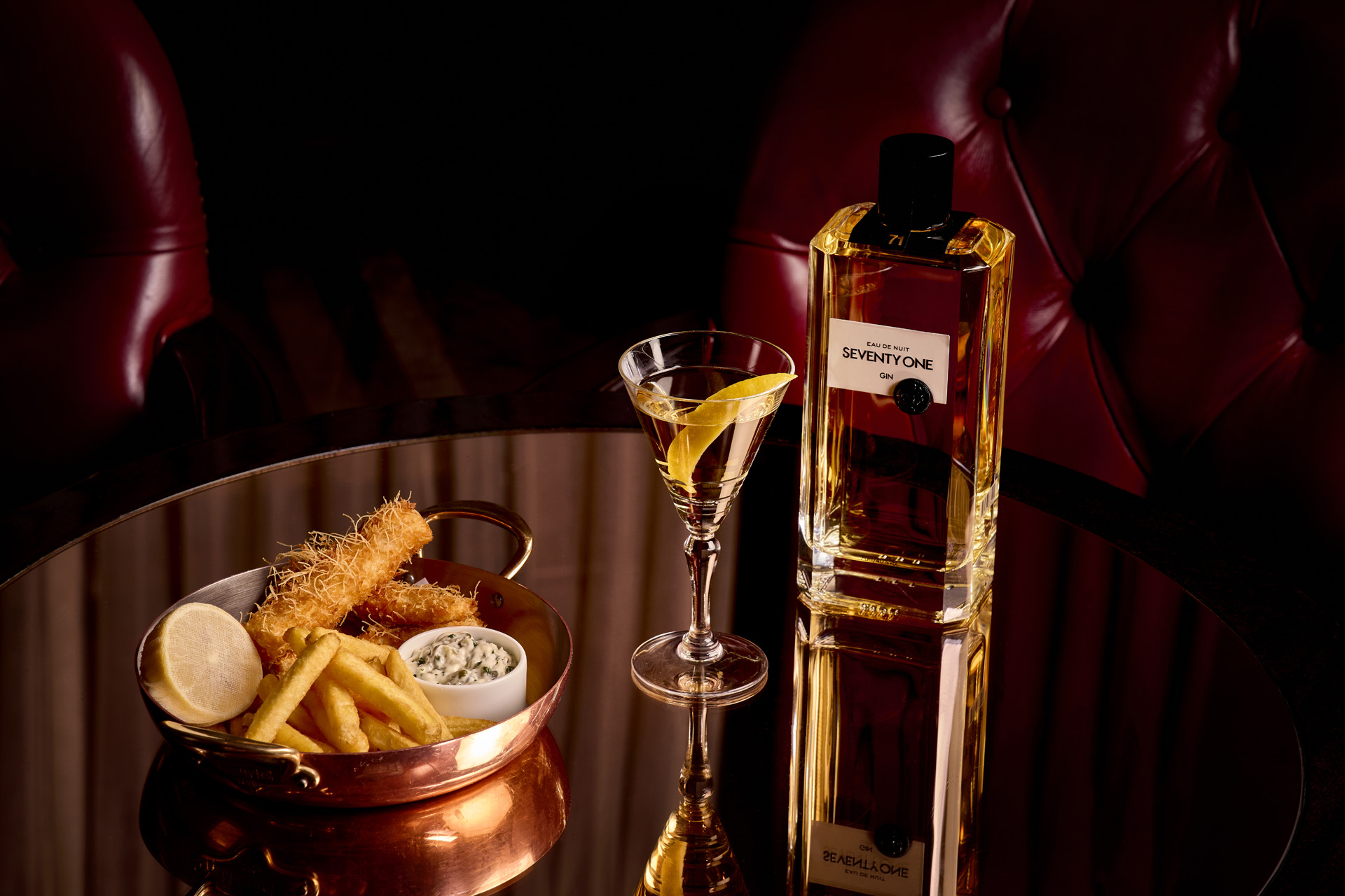 martini & fish fingers at the Beaumont