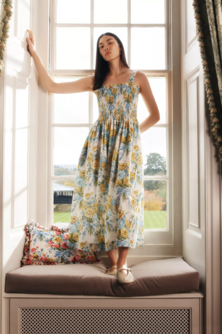 Woman wearing floral printed dress