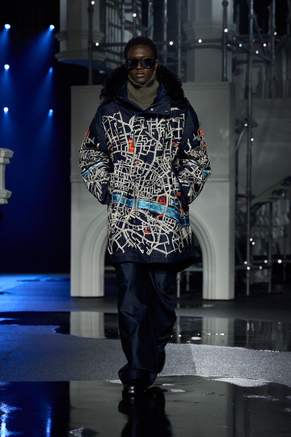 Model wearing Burberry AW26 on runway