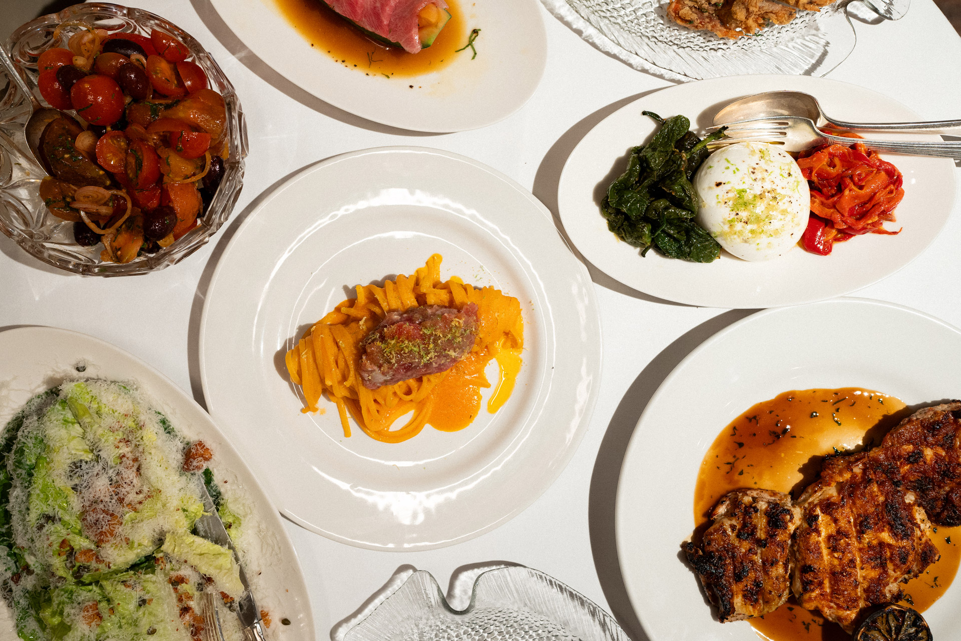 Food on the table at Nina