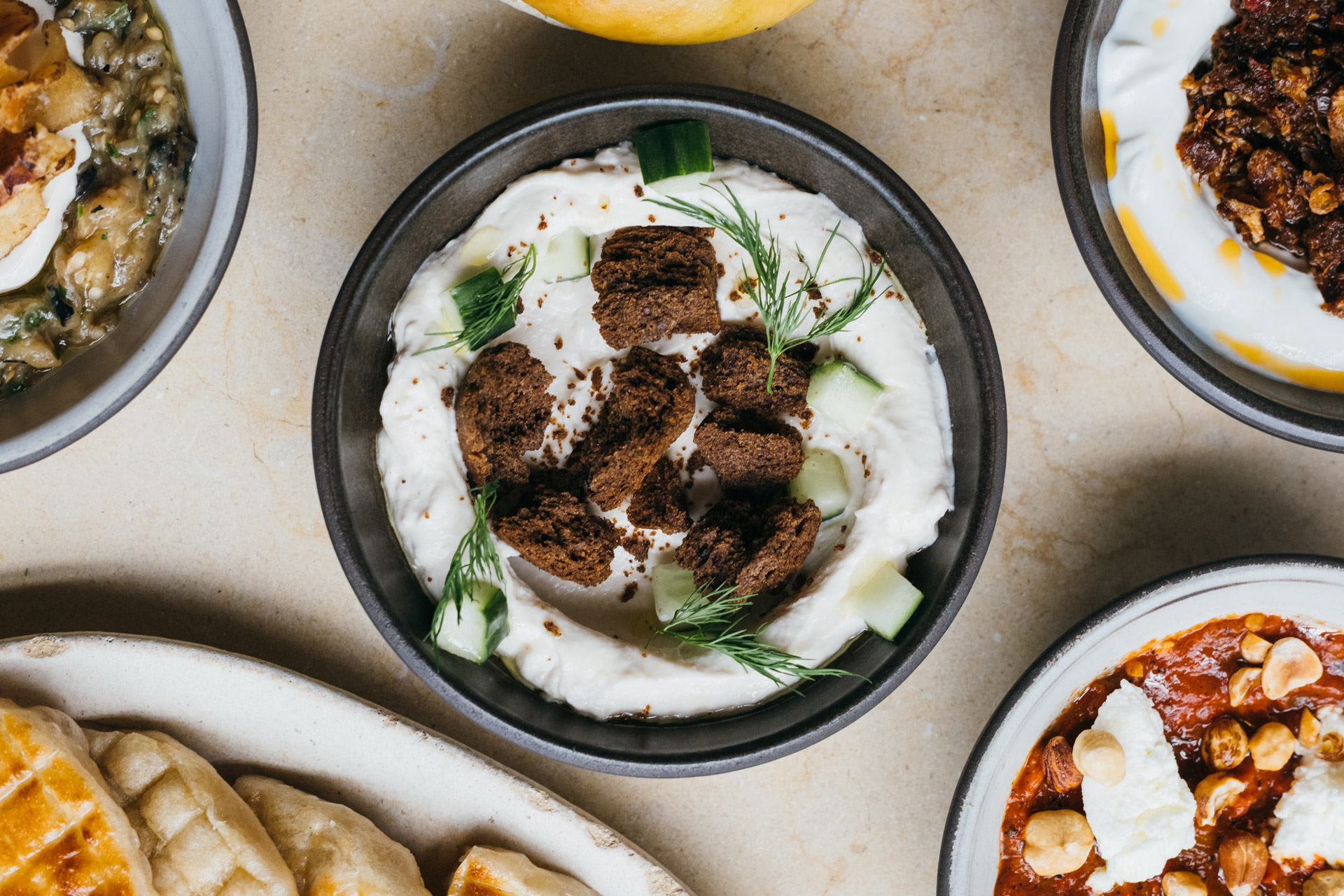 Dishes at Oma restaurant London