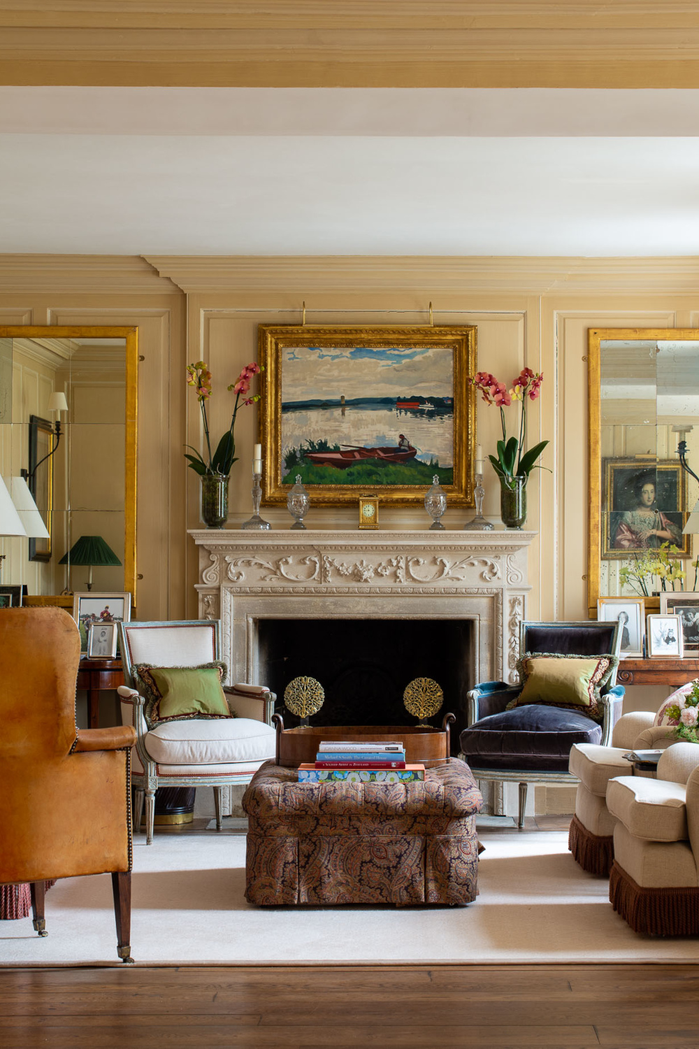 Room designed with paintings and country manor furniture