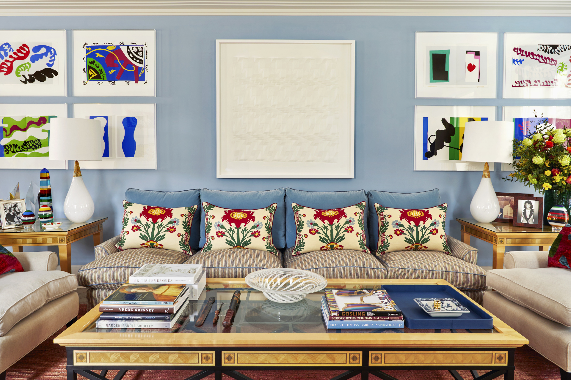 Living room with wall art