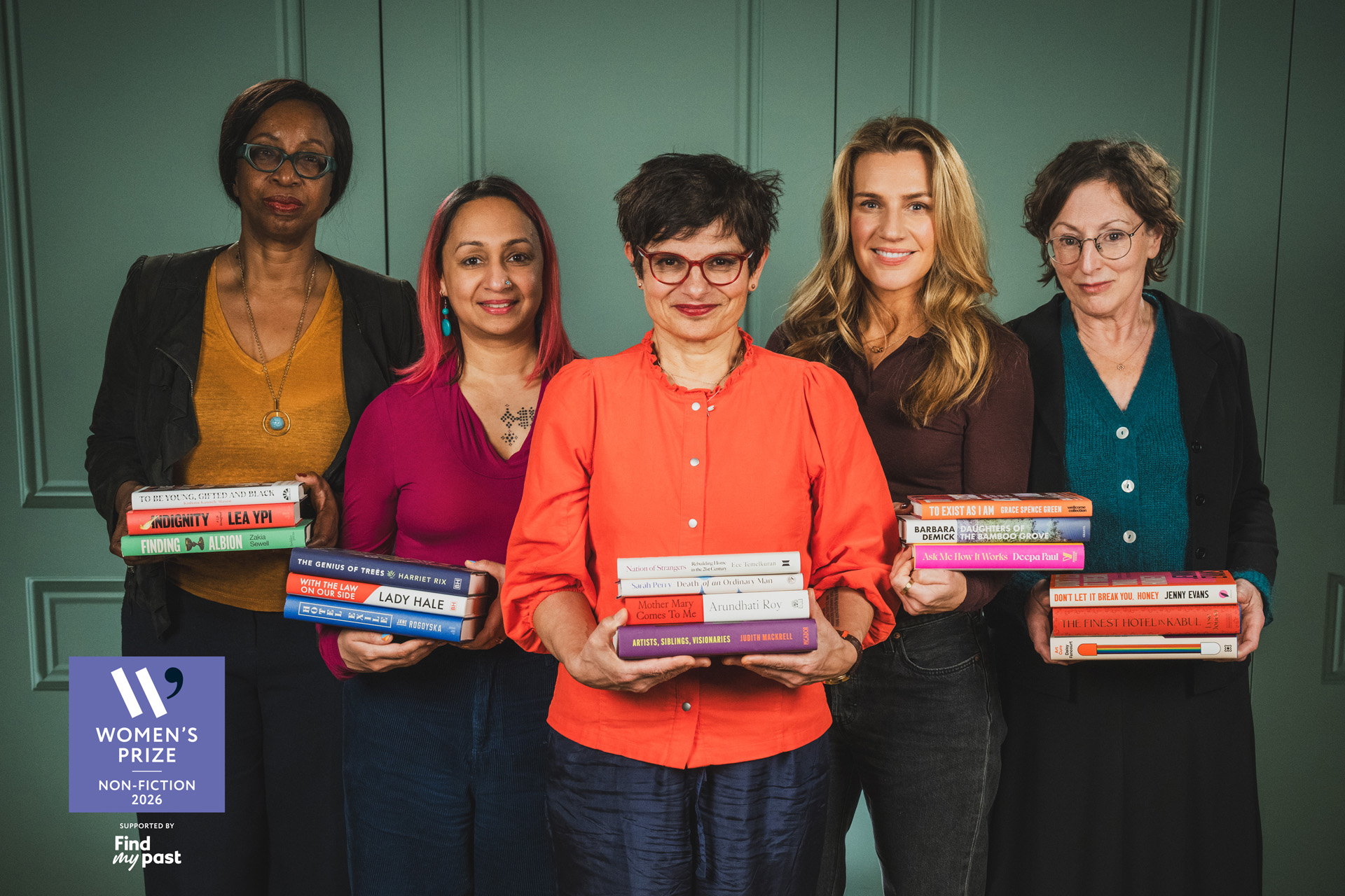 The judges carrying the books on the 2026 The Women's Prize for Non-Fiction Longlist