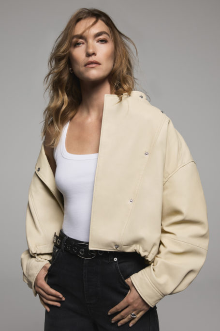 Arizona Muse in butter yellow jacket