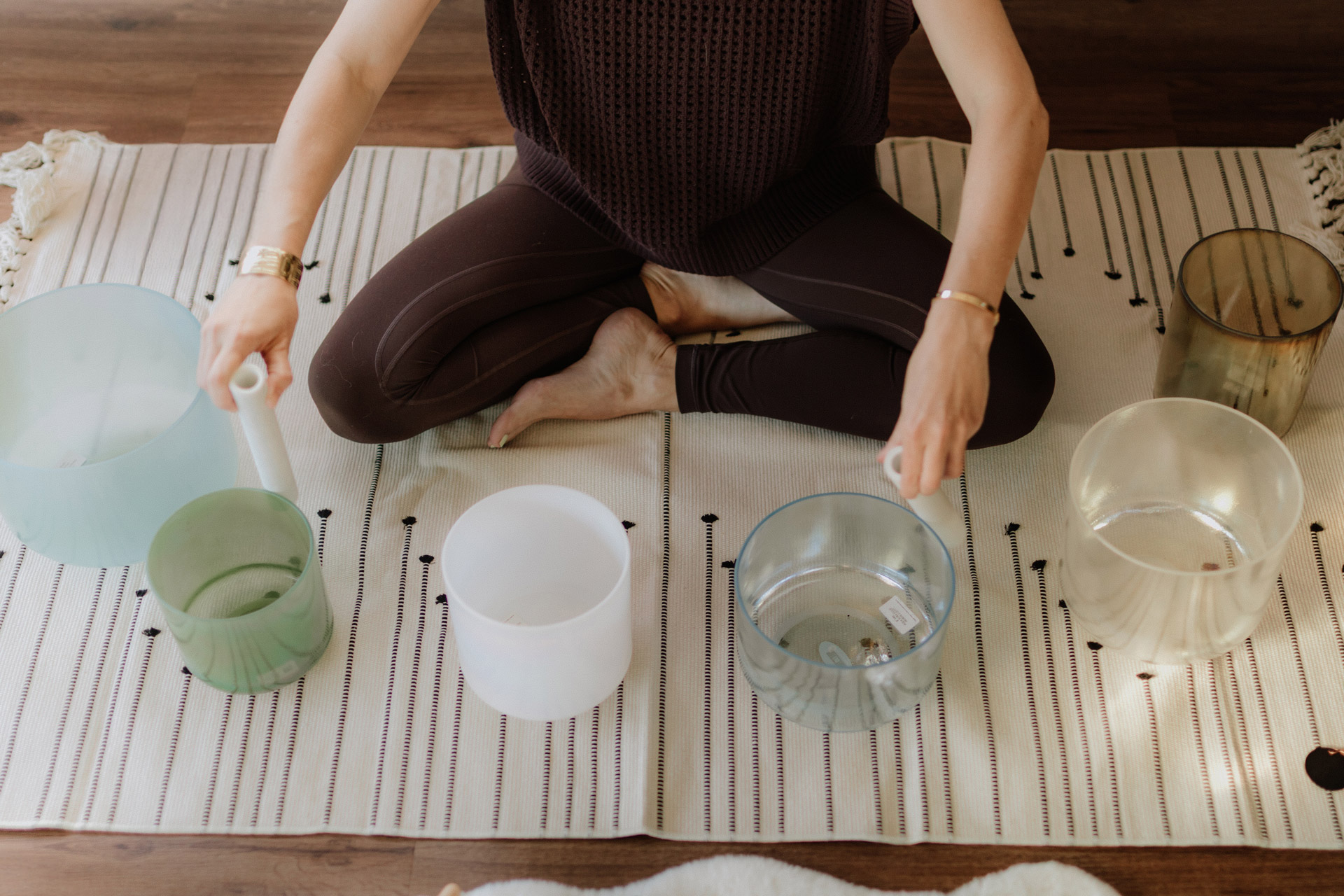 Woman doing a sound bath