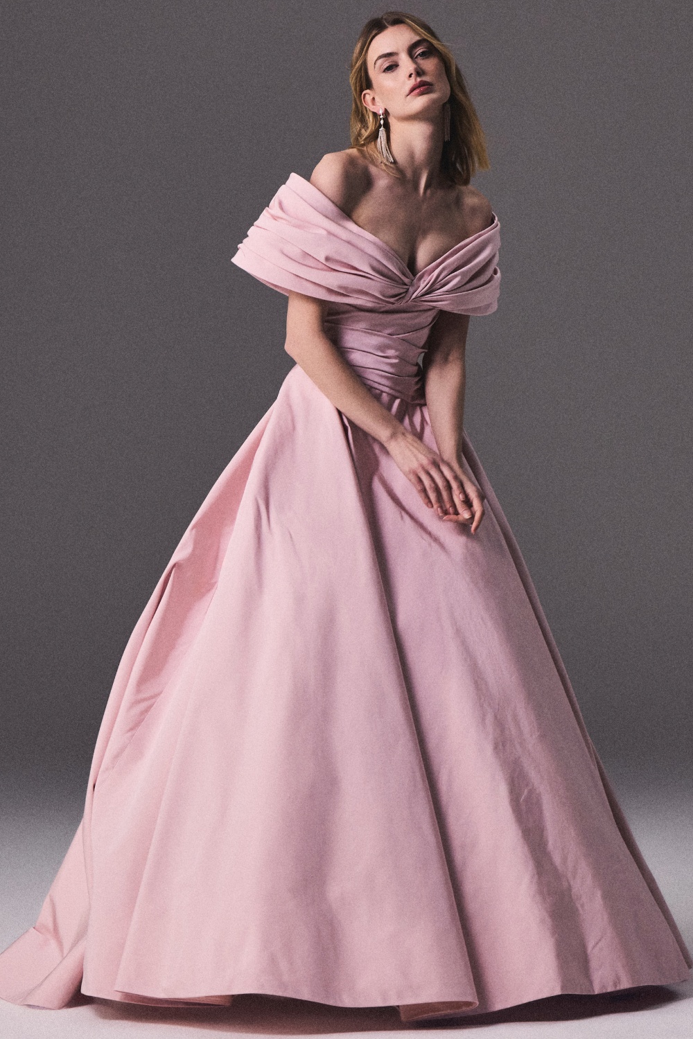 Woman in pink bridal gown