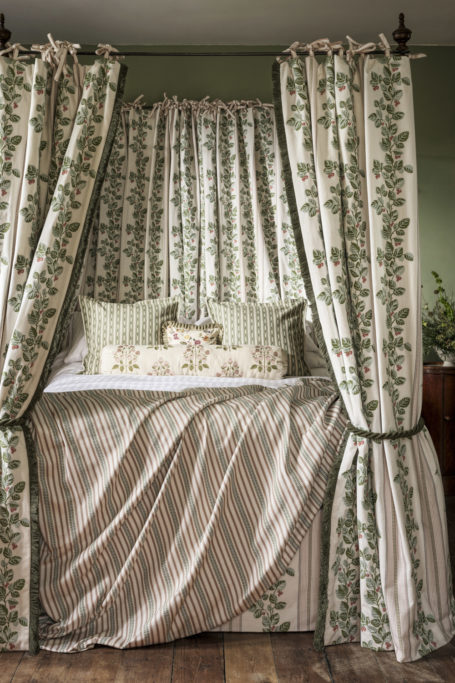 Canopy bed with Sanderson x National Trust fabrics