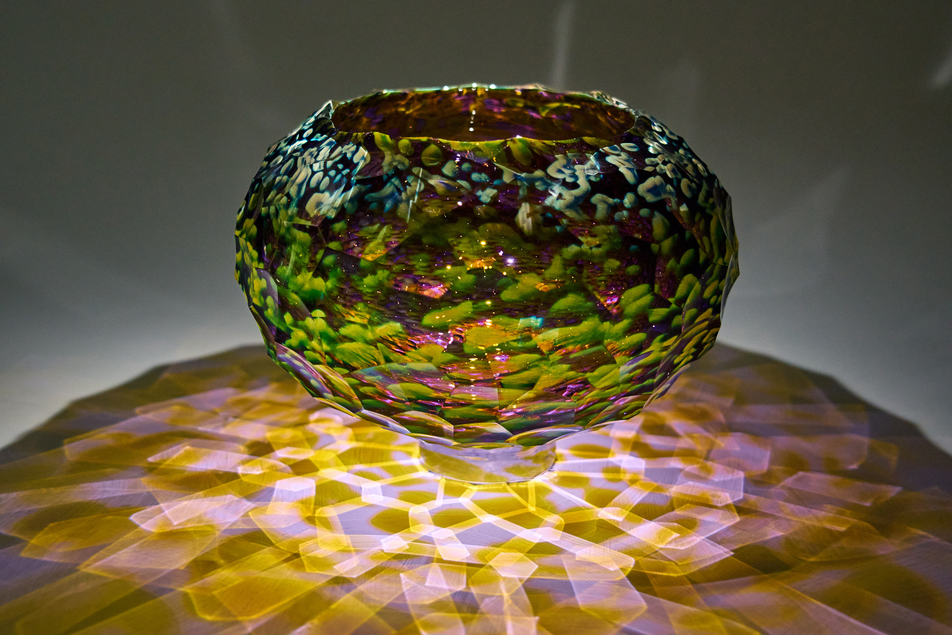 A colourful bowl refracting light