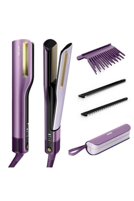Shark SilkiPro Straight Hair Straightener + Dryer in One Tool, Plum Satin