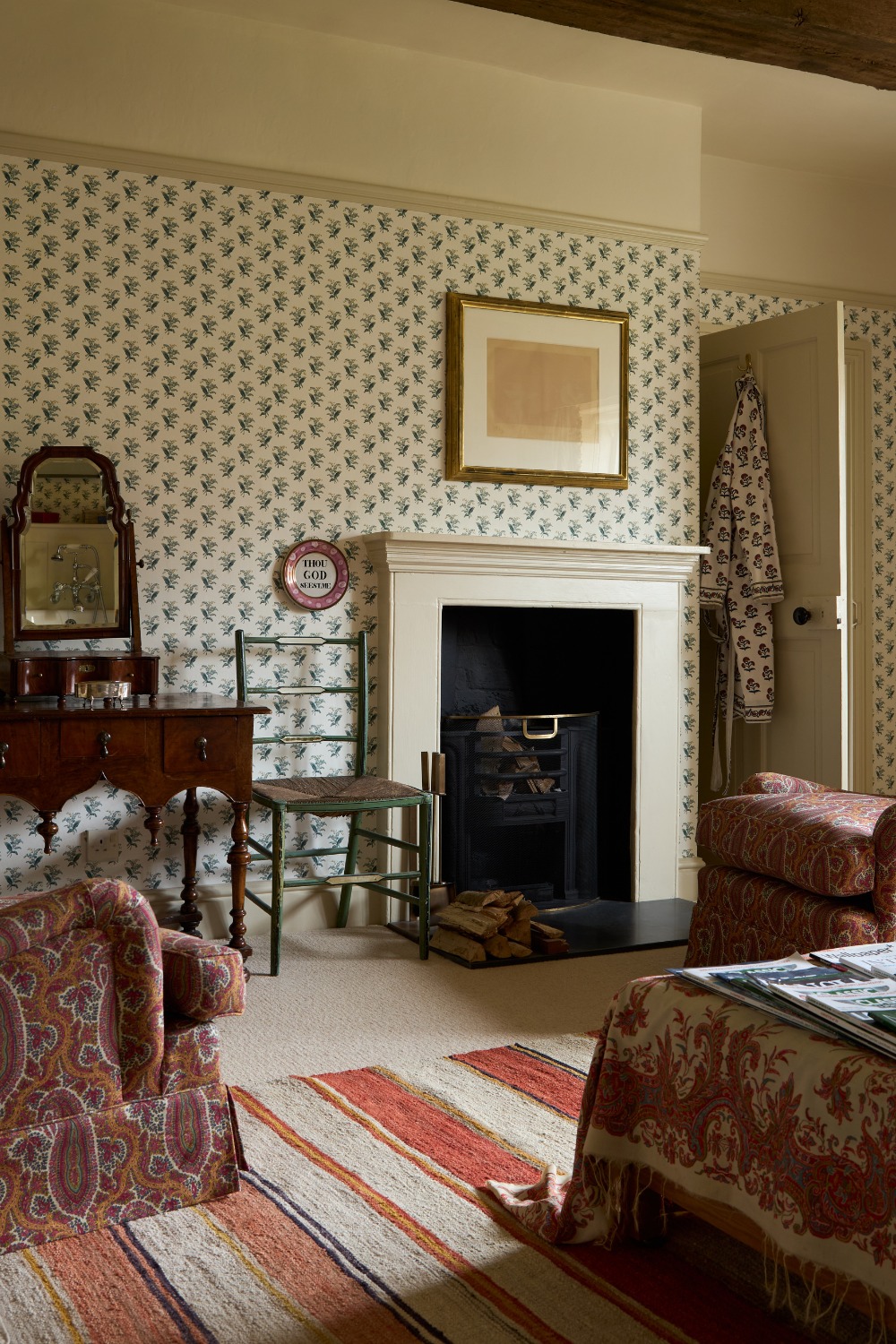 Chintzy bathroom in Wiltshire Manor by Emma Sherlock