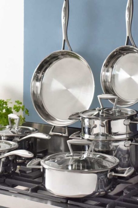 Silver pots and pans from British B Corp home brand ProCook