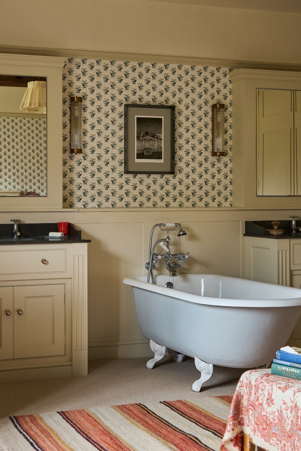 Chintzy bathroom in Wiltshire Manor by Emma Sherlock