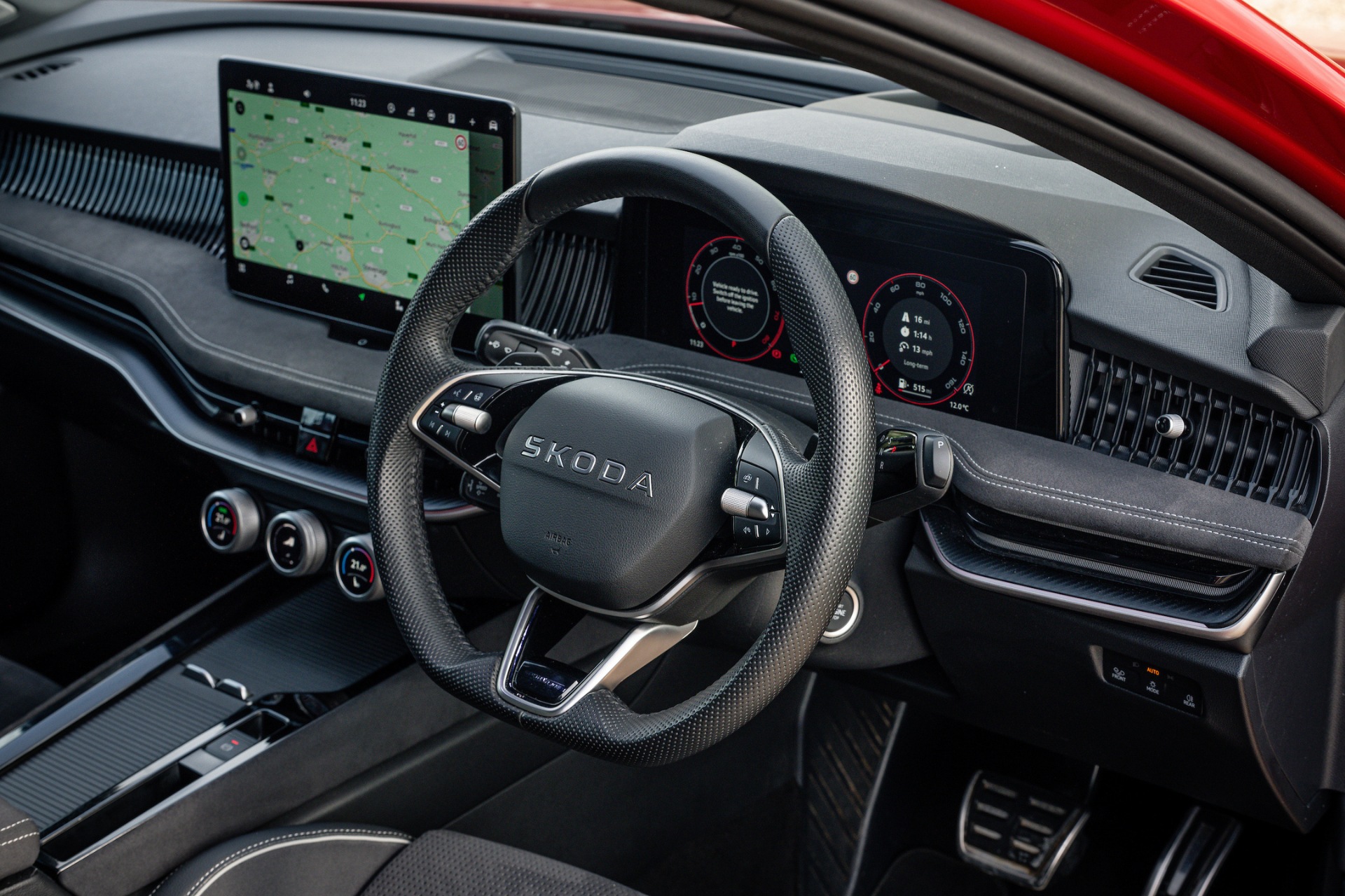 Close up of steering wheel