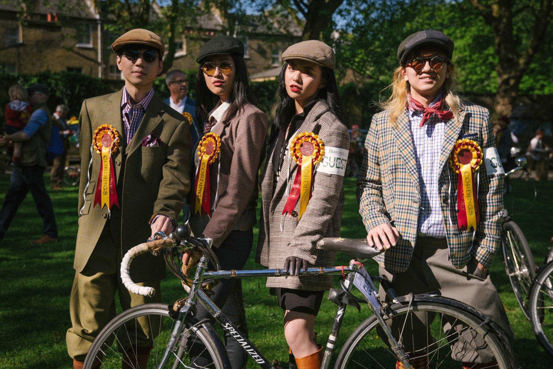 People wearing tweed